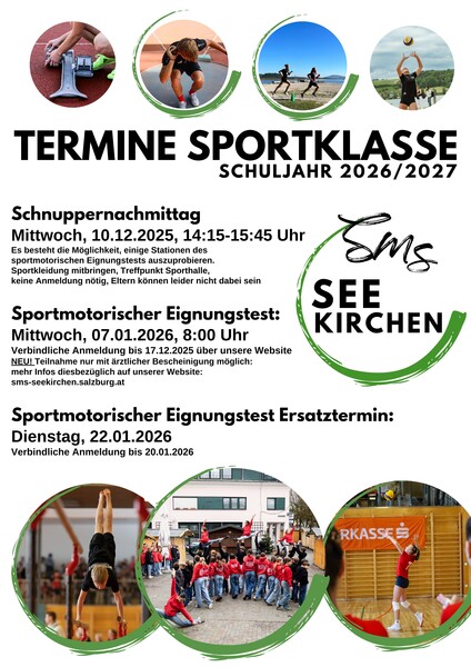 Termine Sportklasse SJ 2026/2027